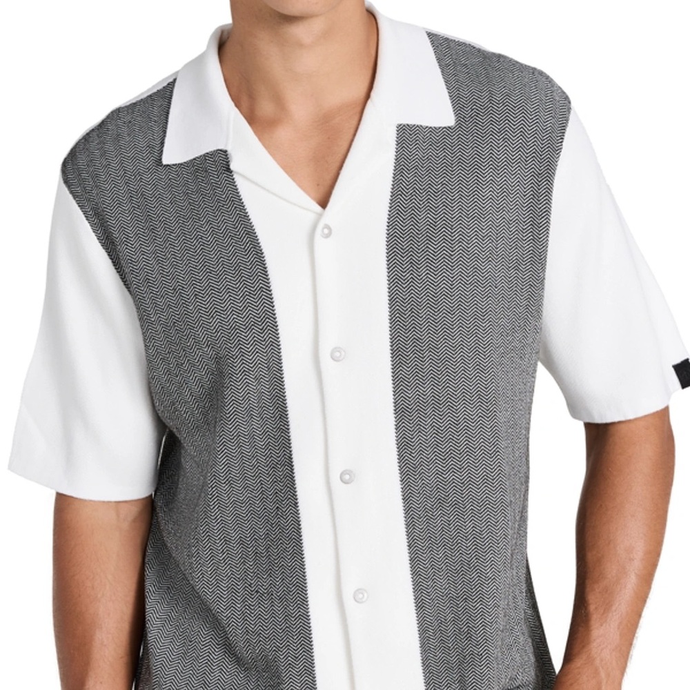 Rag & Bone Black and White Herringbone Shirt